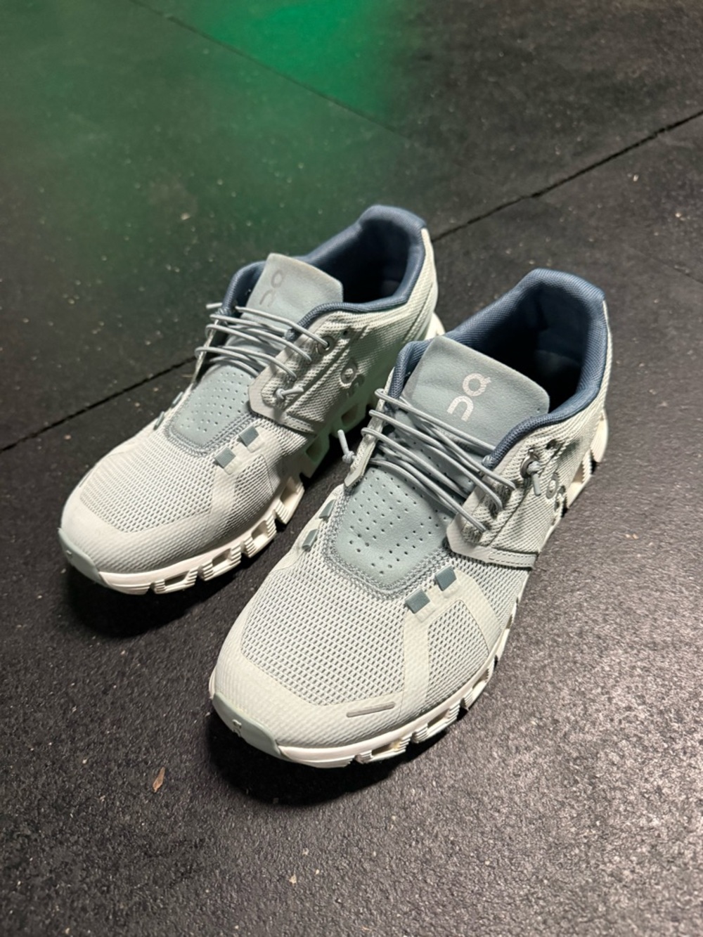 On Running Women’s Cloud Athletic Shoes in light seafoam green color